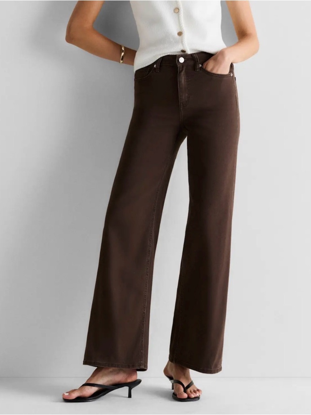 Quince Wide Leg Jeans in Dark Brown